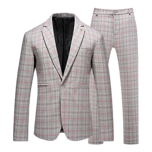 Men's Polyester Full Sleeves Single Breasted Plaid Wedding Blazer