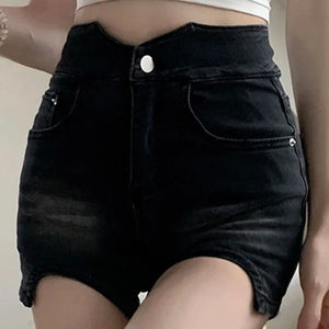 Women's Polyester High Waist Button Fly Casual Solid Shorts