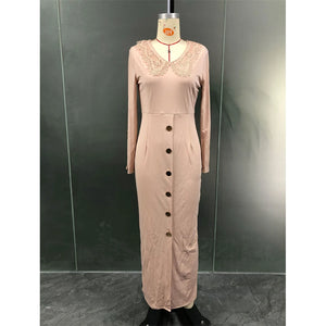 Women's Arabian V-Neck Polyester Full Sleeve Casual Wear Dress
