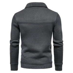 Men's Wool Turn-Down Collar Full Sleeves Single Breasted Sweater