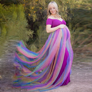 Women's Polyester V-Neck Short Sleeves Trendy Maternity Dress