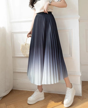 Women's Polyester High Waist Pleated Pattern Casual Wear Skirts