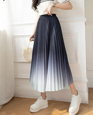 Women's Polyester High Waisted Gradient Pattern Casual Wear Skirt