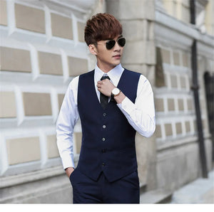 Men's Acrylic Single Breasted Plain Pattern Formal Wear Suit Vest