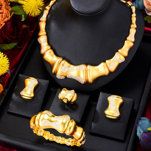 Women's Copper Cubic Zirconia Wedding Geometric Jewelry Set