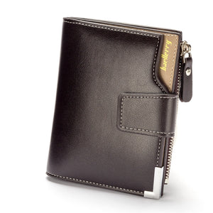 Men's PU Leather Plain Pattern Zipper & Hasp Closure Trendy Wallets