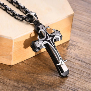 Men's Metal Stainless Steel Link Chain Trendy Cross Necklace