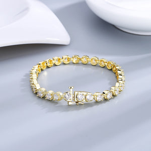 Women's 100% 925 Sterling Silver Zircon Flower Shape Bracelet