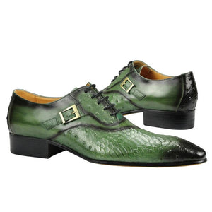 Men's Genuine Leather Pointed Toe Lace-up Closure Formal Shoes