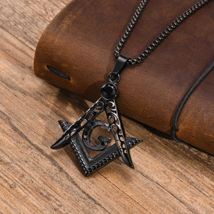 Men's Metal Stainless Steel Link Chain Trendy Masonic Necklace