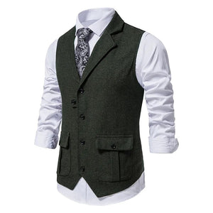 Men's Notched Polyester Sleeveless Formal Wear Vintage Vests