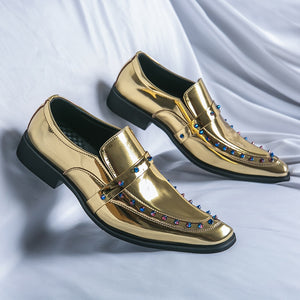 Men's Viscose Square Toe Slip-On Closure Luxury Wedding Shoes