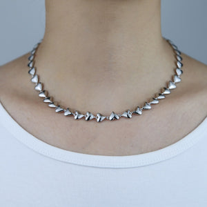 Women's Copper Cubic Zirconia Heart Pattern Link Chain Necklace