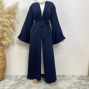 Women's Arabian V-Neck Polyester Full Sleeve Solid Pattern Abaya