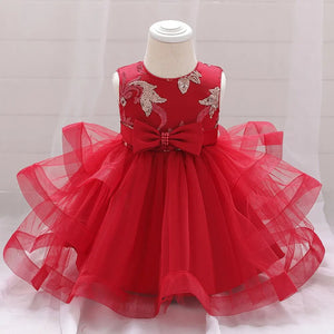 Baby Girl's O-Neck Polyester Sleeveless Embroidered Pattern Dress