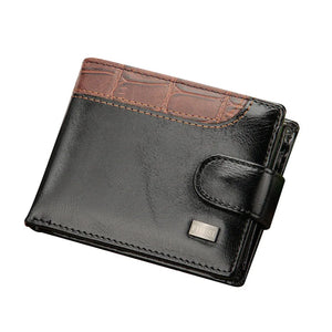 Men's PU Leather Card Holder Elegant Patchwork Trifold Wallets