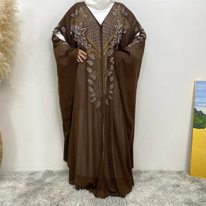 Women's Arabian Polyester Full Sleeve Embroidery Casual Abaya