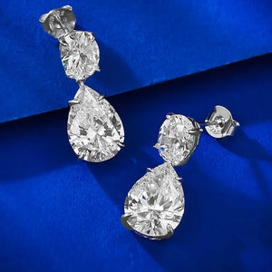 Women's 100% 925 Sterling Silver Moissanite Water Drop Earrings