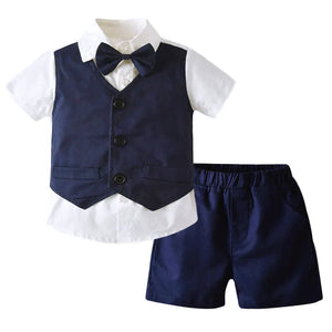 Baby's Boy Cotton Short Sleeve Single Breasted Wedding Suit