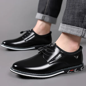 Men's Leather Pointed Toe Lace-Up Closure Solid Formal Shoes