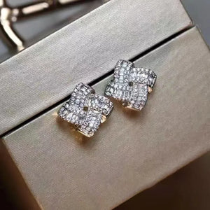Women's 100% 925 Sterling Silver Zircon Geometric Classic Earrings