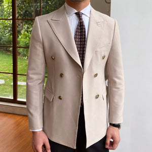 Men's Notched Collar Long Sleeve Double Breasted Wedding Blazers