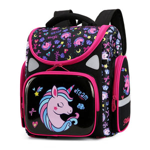 Kid's Girls Polyester Zipper Closure Unicorn Pattern School Backpack