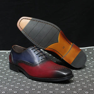 Men's PU Leather Pointed Toe Lace-Up Closure Elegant Oxford Shoes