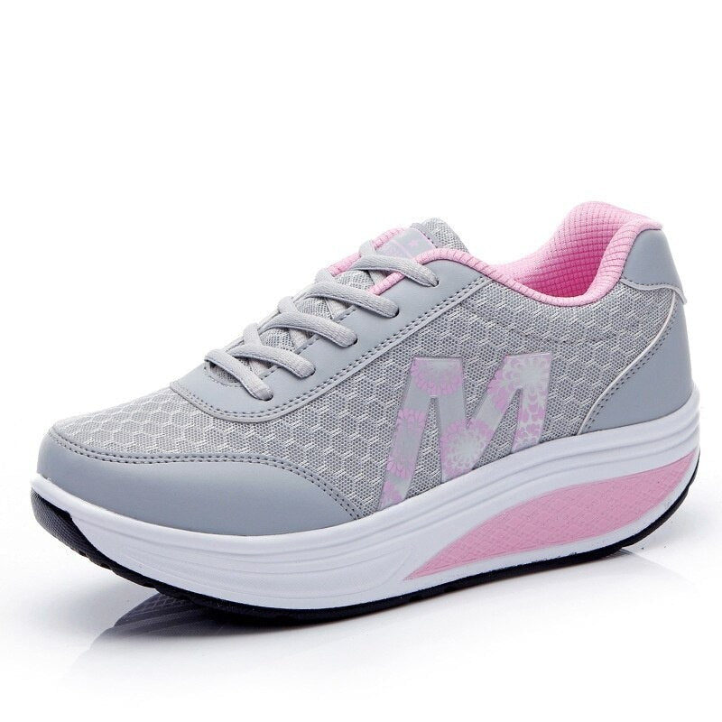 Women's Round Toe Cotton Lace-Up Outdoor Jogging Sports Sneakers