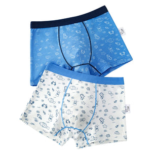 Kid's Boys 2Pcs Cotton Quick-Dry Cartoon Pattern Underwear Shorts