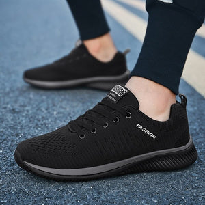 Men's Round Toe Mesh Breathable Lace Up Casual Walking Shoes 