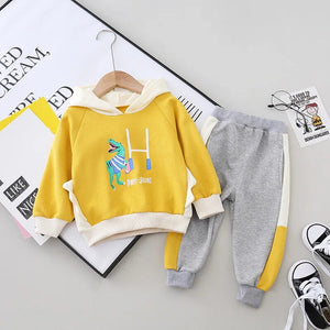 Kid's Cotton Long Sleeve Animal Pattern Casual Hooded Clothes