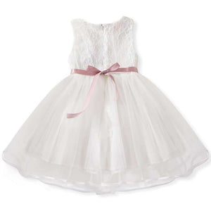 Kid's Cotton O-Neck Sleeveless Floral Pattern Knee-Length Dress