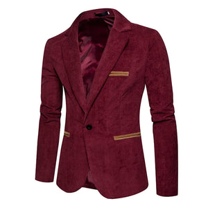 Men's Polyester Full Sleeve Single Button Closure Solid Blazer