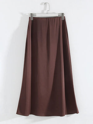 Women's Acetate High Waist Solid Pattern Casual Wear Skirts