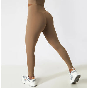 Women's Nylon High Elastic Waist Solid Pattern Workout Leggings