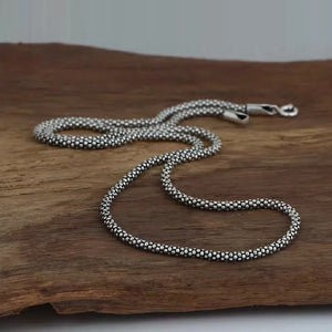 Men's 925 Sterling Silver Popcorn Chain Geometric Pattern Necklace