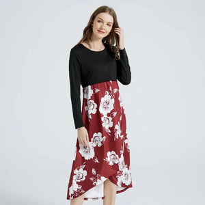 Women's Polyester Long Sleeves Floral Pattern Maternity Dress