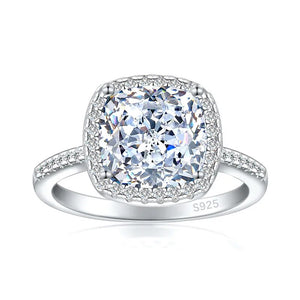 Women's 100% 925 Sterling Silver Zircon Bezel Setting Wedding Ring