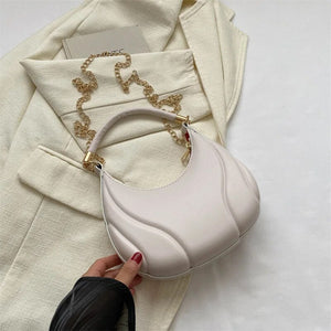 Women's PU Leather Solid Pattern Zipper Closure Shoulder Bag
