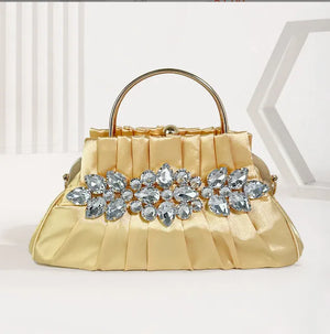 Women's Metallic Hasp Closure Rhinestone Trendy Evening Handbags