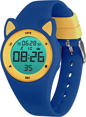 Kid's Silicone Case Waterproof Round Shape Trendy Digital Watch