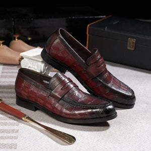 Men's Pointed Toe Genuine Leather Slip-On Closure Formal Shoes
