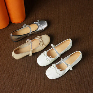 Women's Genuine Leather Round Toe Slip-On Closure Party Shoes