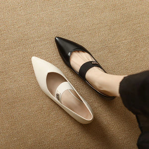 Women's Microfiber Pointed Toe Elastic Band Closure Casual Shoes
