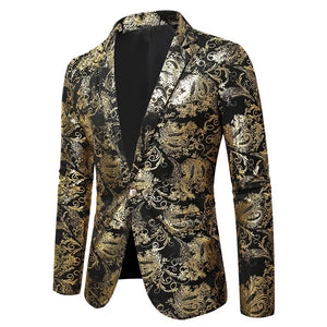 Men's Polyester Full Sleeves Single Button Closure Luxury Blazer
