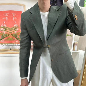 Men's Notched Collar Long Sleeve Single Breasted Vintage Blazers