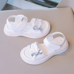 Kid's PU Open Toe Bow Pattern Hook And Loop Closure Sandals