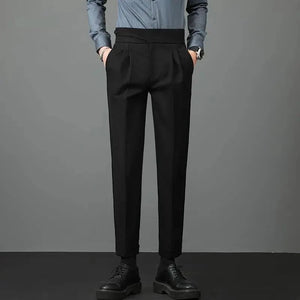 Men's Viscose Zipper Fly Closure Solid Pattern Casual Pants