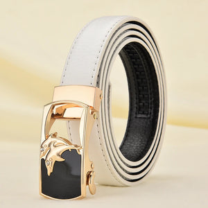 Women's PU Leather Automatic Buckle Solid Pattern Casual Belts